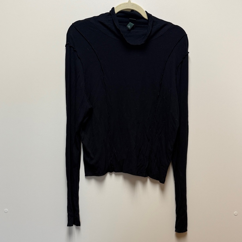 Wild Fable Charcoal Ribbed Long Sleeve Top
